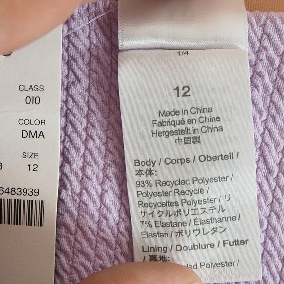 NWT J.Crew One Piece Swimsuit Size 12 Purple Textured Square Neck Low Back BC153 - Picture 8 of 13